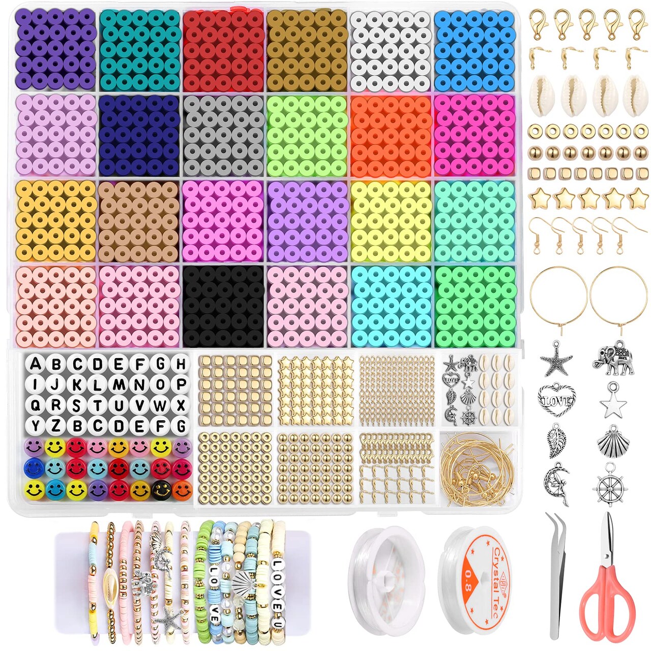 Clay Beads 6000 Pcs 2 Boxes Bracelet Making Kit - 24 Colors Polymer Cl –  Deinduser